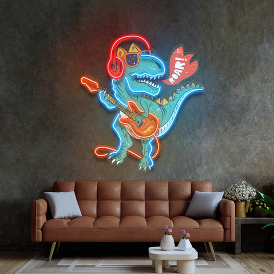 Ool Dinosaur Playing Guitar Pop Art