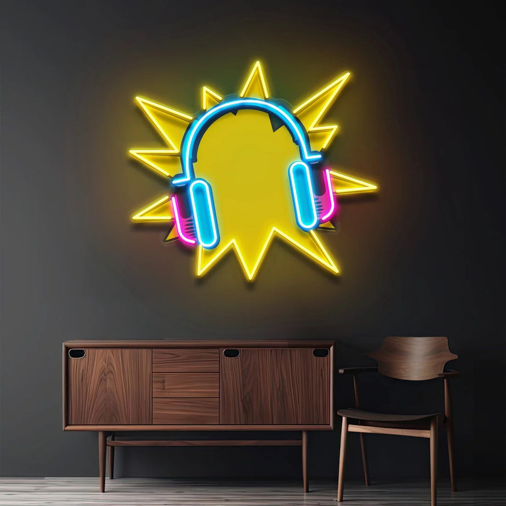 Headphone Pop Art LED Neon Sign Light Pop Art