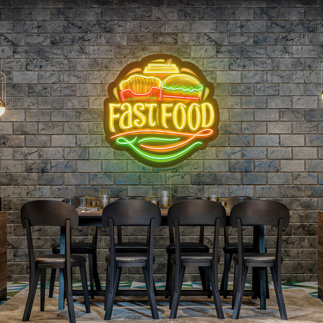 Pizza Burger Coke Artwork Led Neon Sign Light