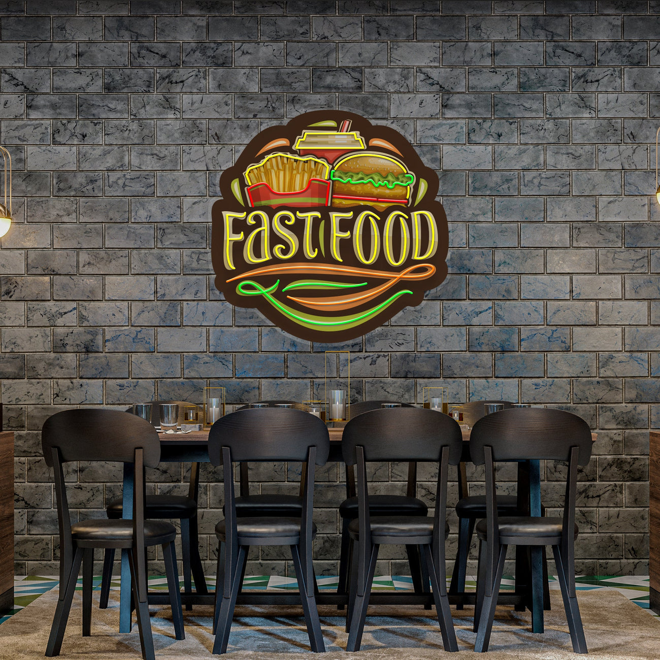Pizza Burger Coke Artwork Led Neon Sign Light