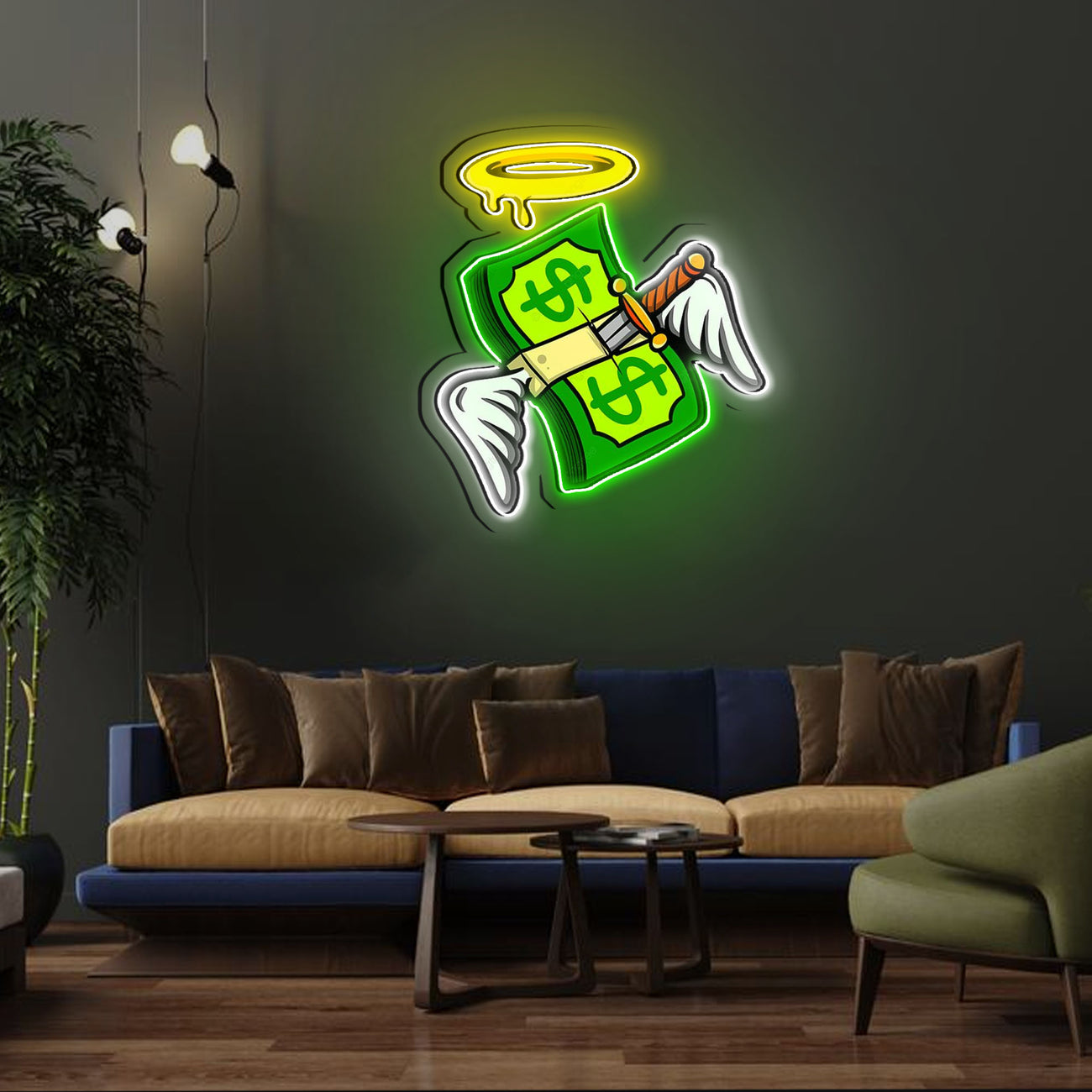 Money Floated Neon Sign x Acrylic Artwork