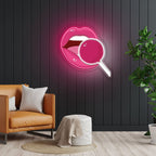 Pink lip Neon Sign x Acrylic Artwork