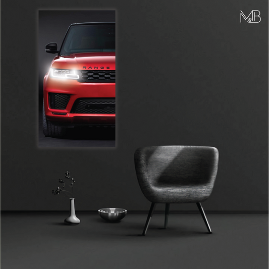 Red Range Rover Neon Poster