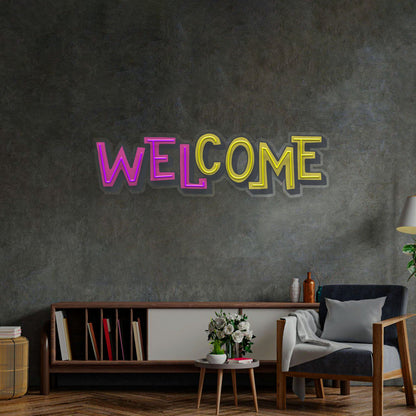 Welcome LED Neon Sign Light Pop Art