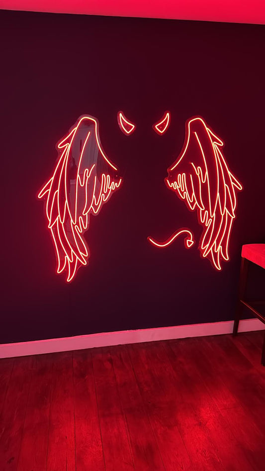 Devil Neon Wings 48 x 48 inches