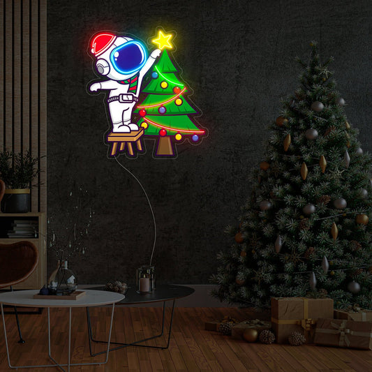 Astronaut Christmas Tree Led Neon Acrylic Artwork - The MB Store