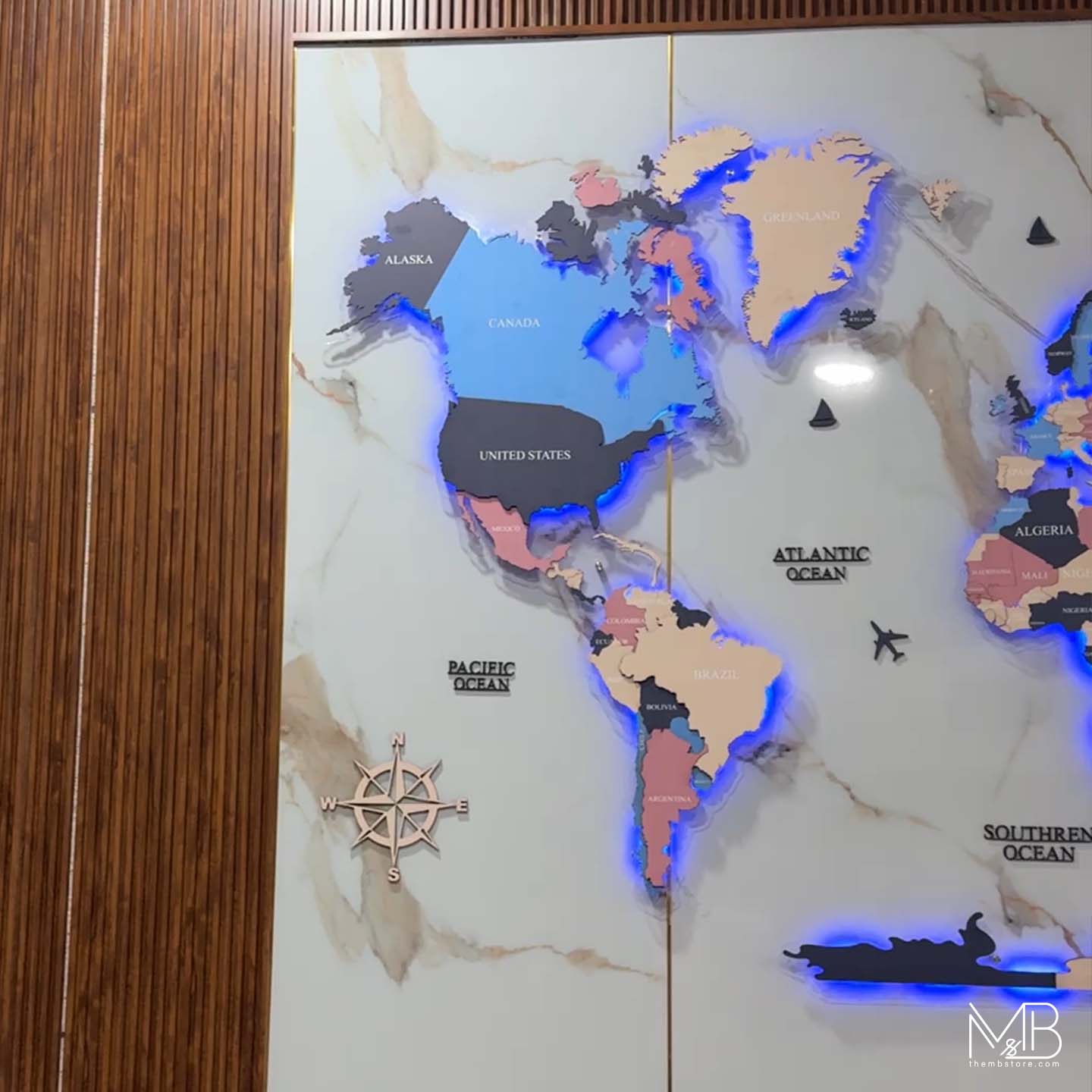 Premium 4-Layer Wooden & Acrylic World Map (Light Color Edition)