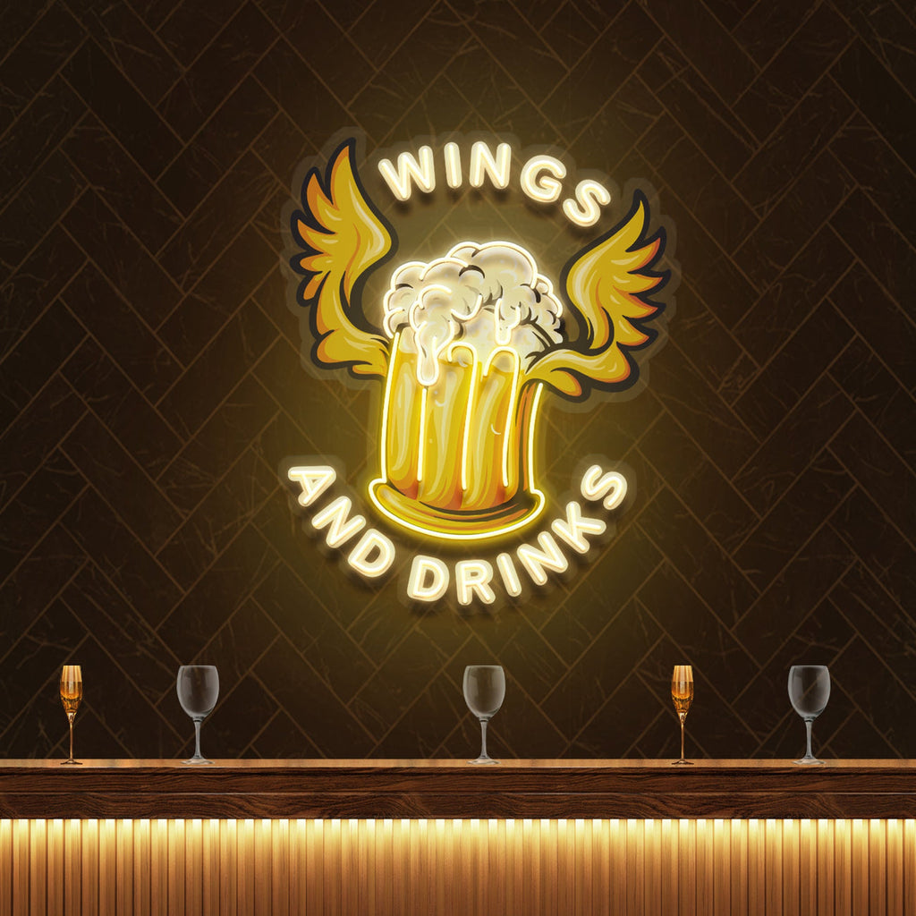 Beer Drinks and Wings  Artwork Led Neon Sign