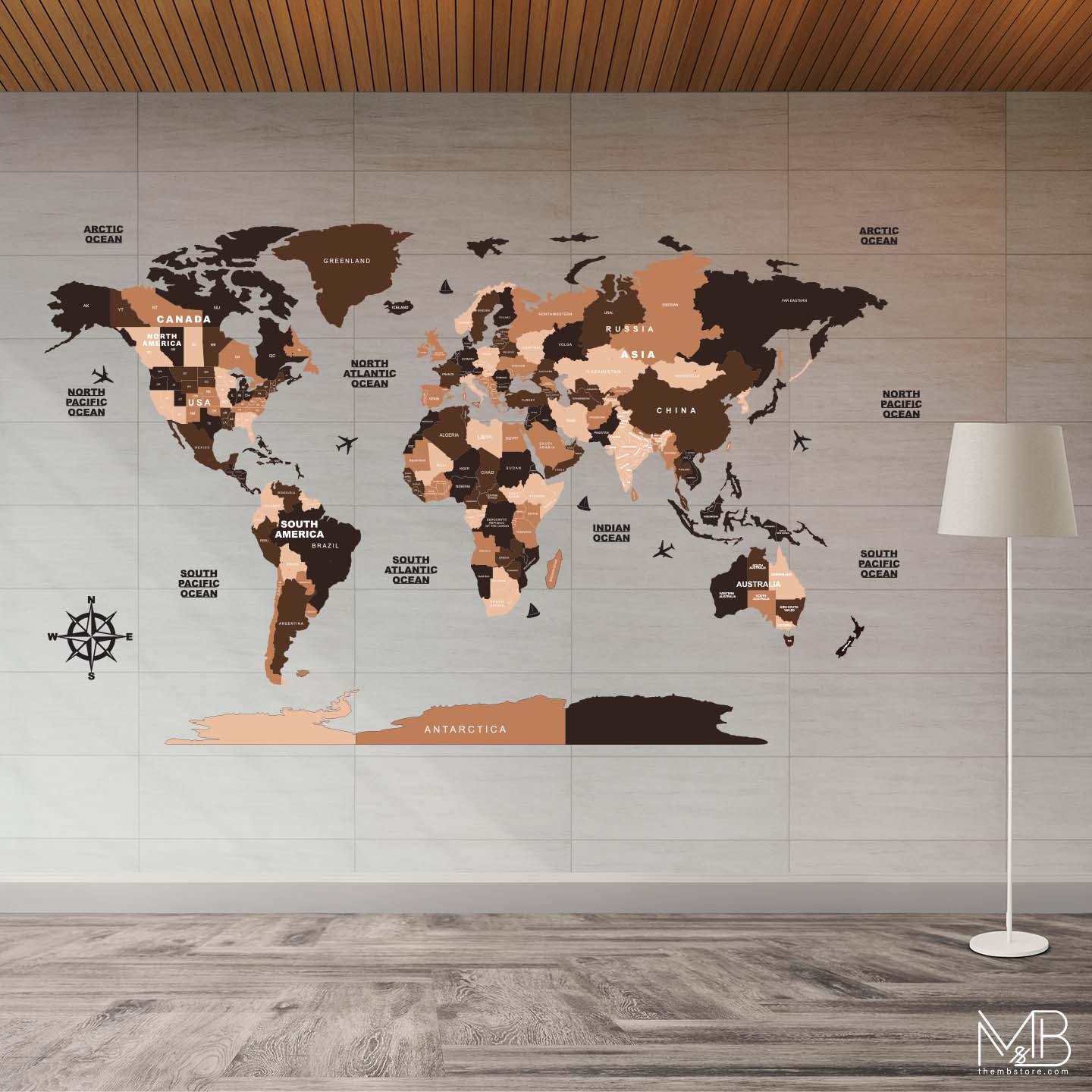 Premium 4-Layer Wooden & Acrylic World Map