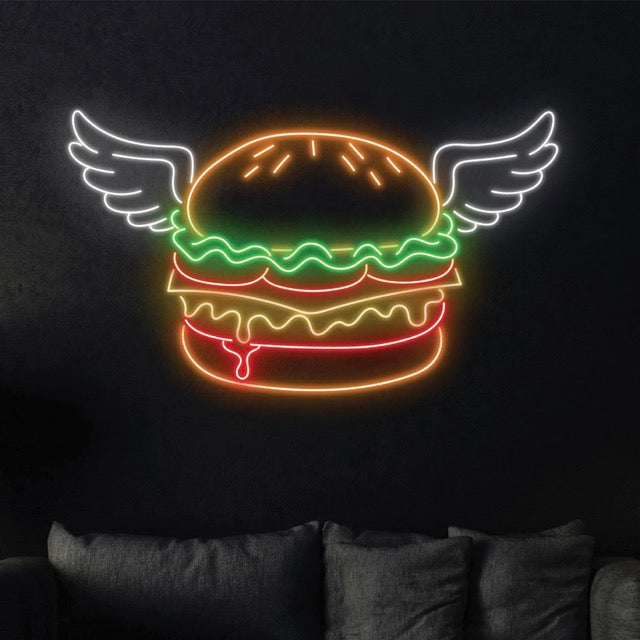 Burger Wings Neon