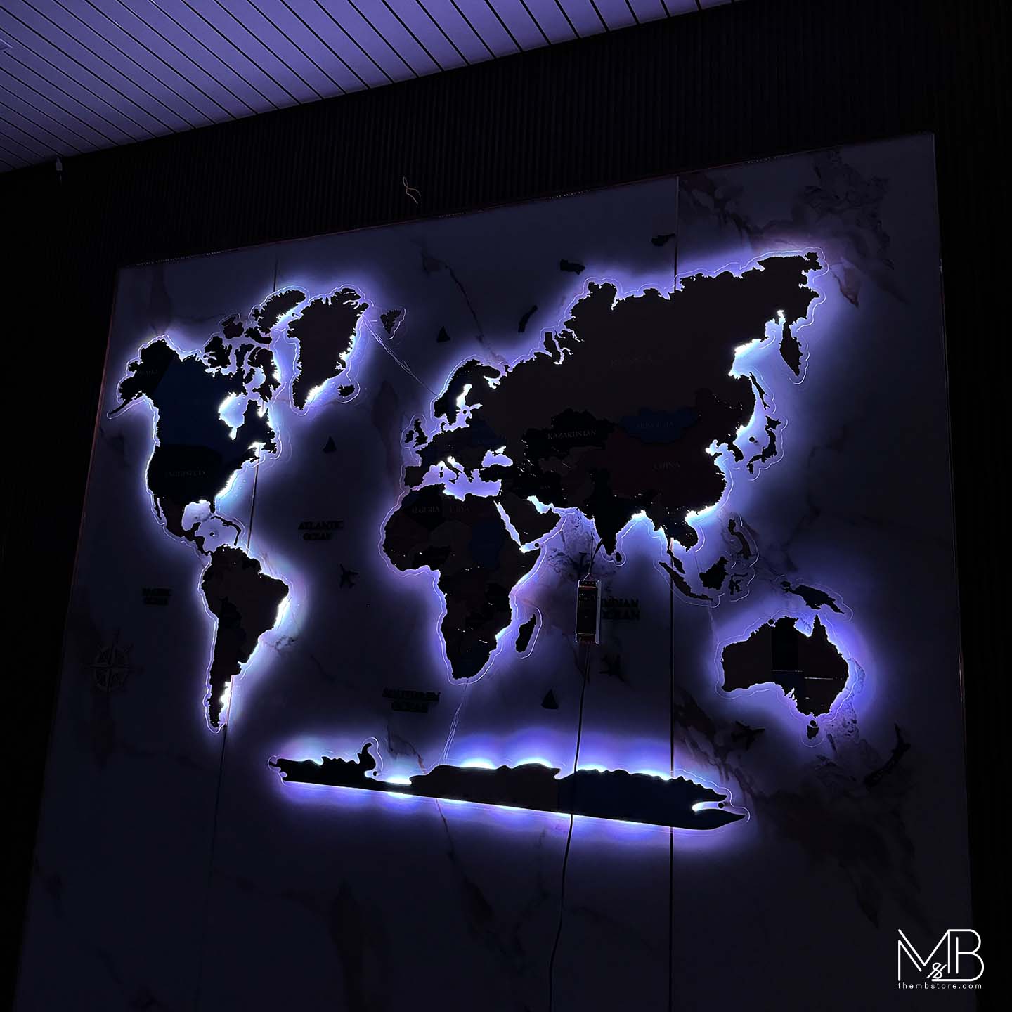 Premium 4-Layer Wooden & Acrylic World Map (Light Color Edition)