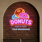 Custom Name Fast Food Restaurant With Donut Led Neon Sign Light Artwork
