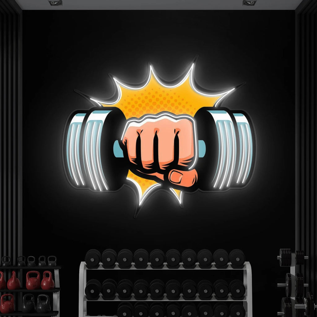 Arm with Dumbbell Neon Pop Art