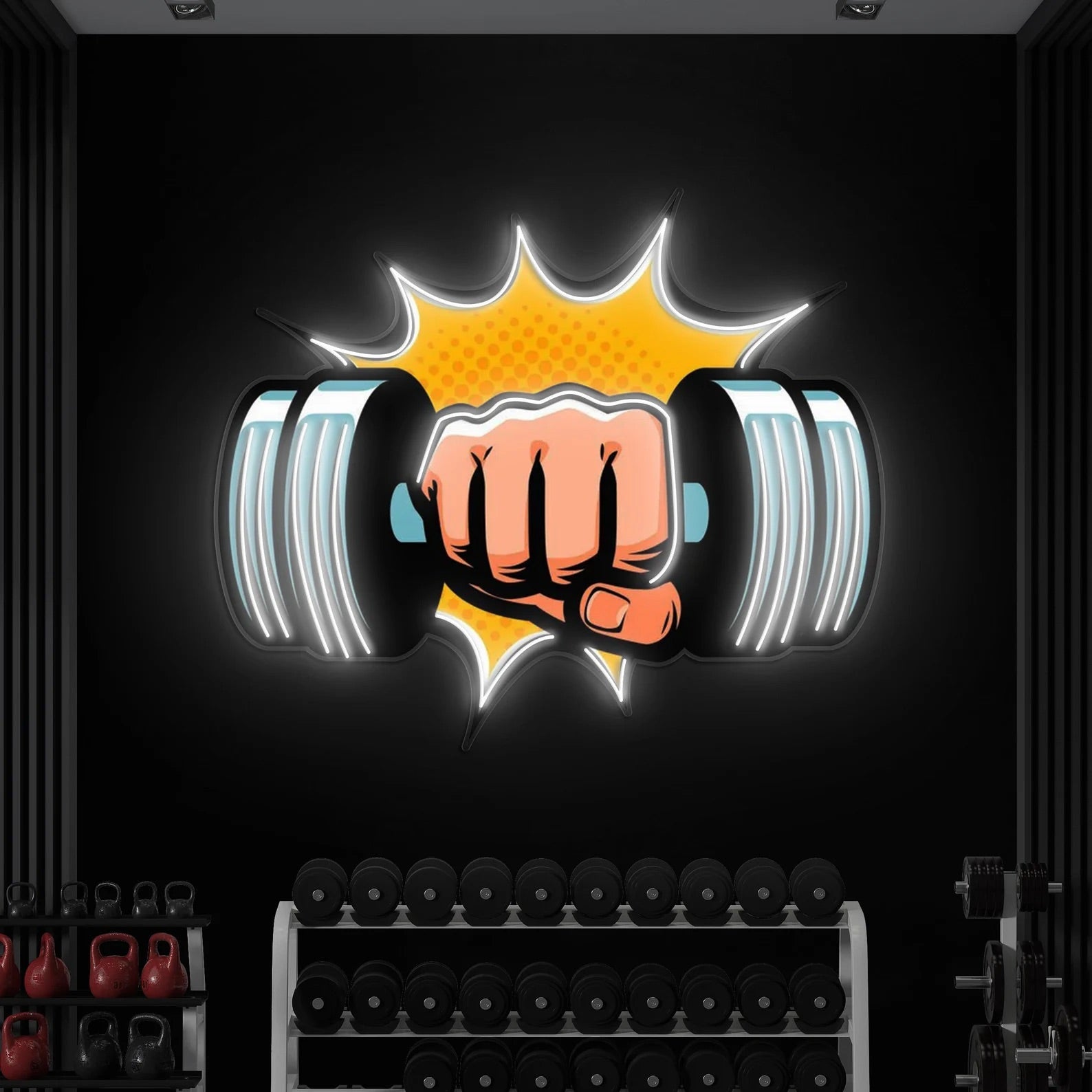 Arm with Dumbbell Neon Pop Art
