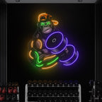 Gorilla Lifting Dumbell Pop Art Neon