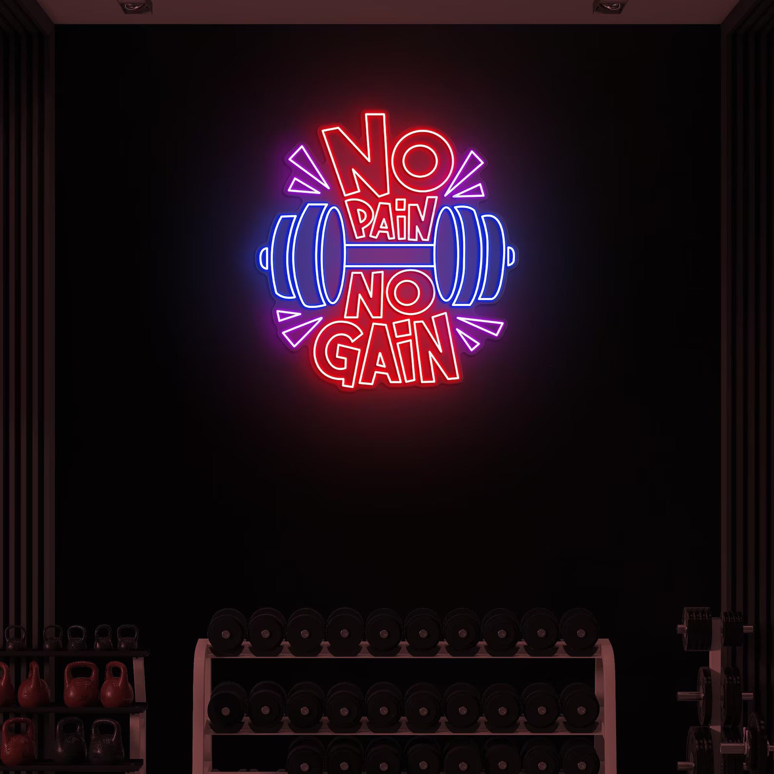 No Pain No gain with Dumbell neon Sign