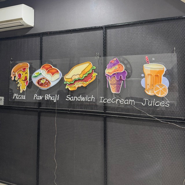 Pizza Pavbhaji Sandwich Icecream Juices Popart Neon