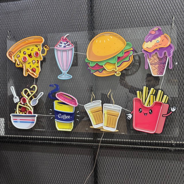 Food Combo Neon – Pizza, Shake, Burger, Ice Cream, Noodles, Coffee, Chai & Fries