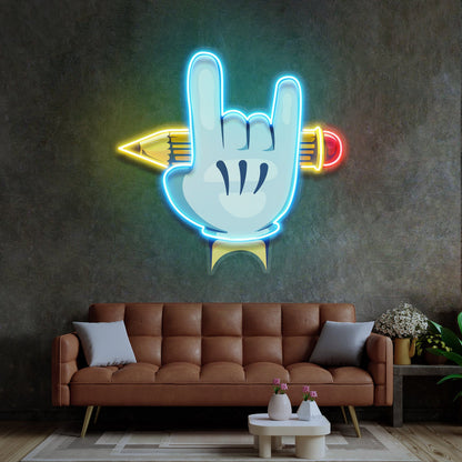 Rock Hand LED Neon Sign Light Pop Art