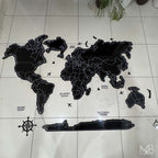 Premium Black Acrylic World Map (UV Printed | LED & RGB Options