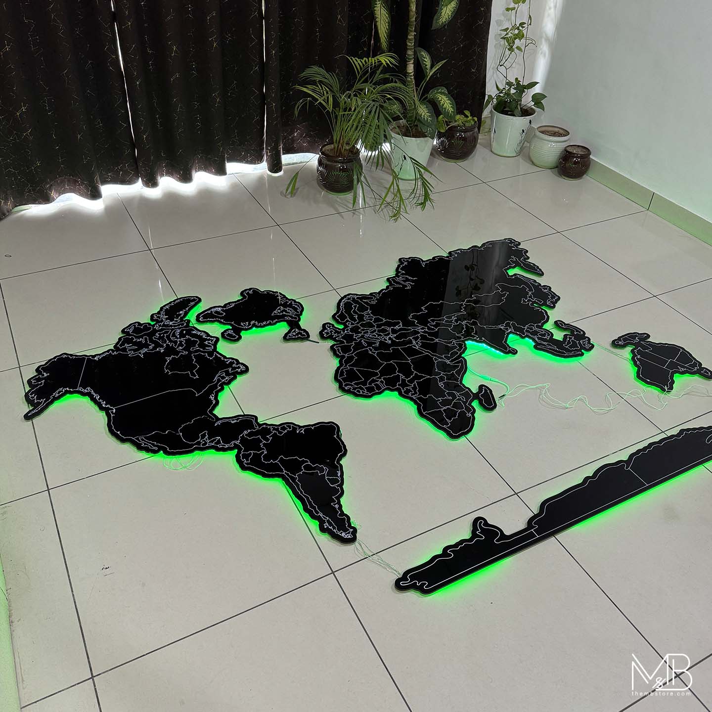Premium Black Acrylic World Map (UV Printed | LED & RGB Options