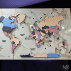 Premium 4-Layer Wooden & Acrylic World Map (Light Color Edition)