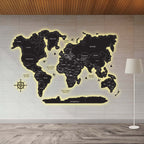 Premium Black Acrylic World Map (UV Printed | LED & RGB Options