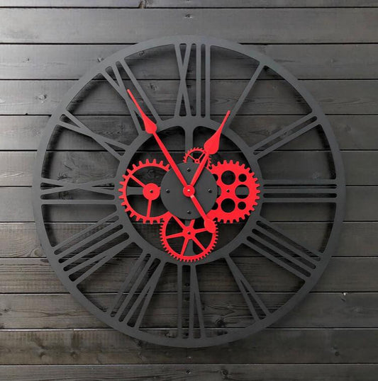 Red Gear Clock - Makkar & Brothers