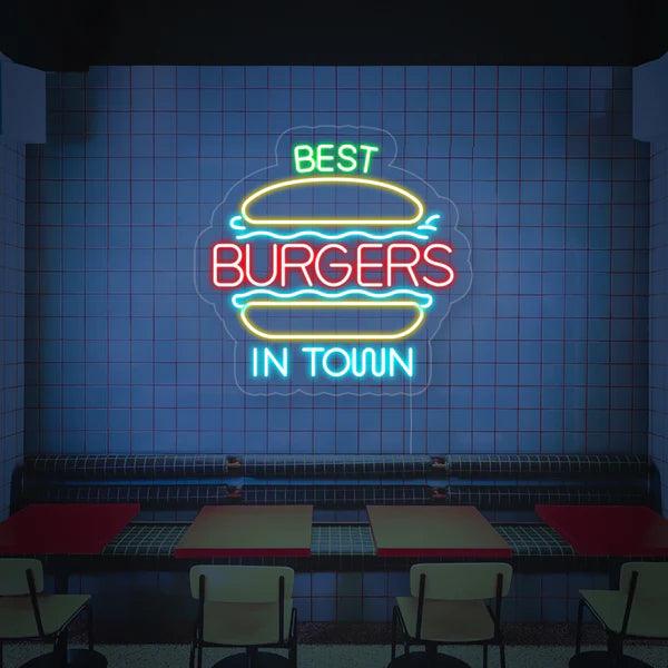 Best Burger neon Sign Board | Neon for cafe - Makkar & Brothers