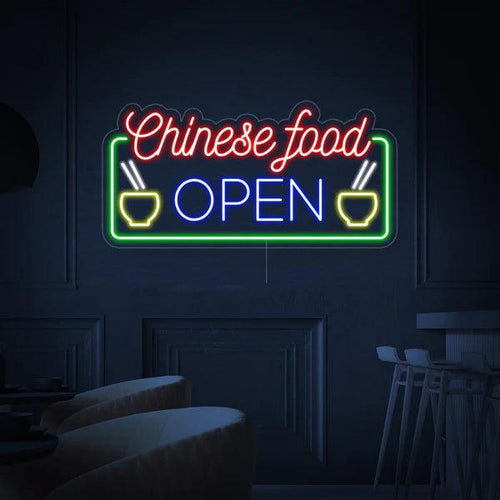 Chinese Food Open Neon Sign board | Chinese Cafe Neon - Makkar & Brothers