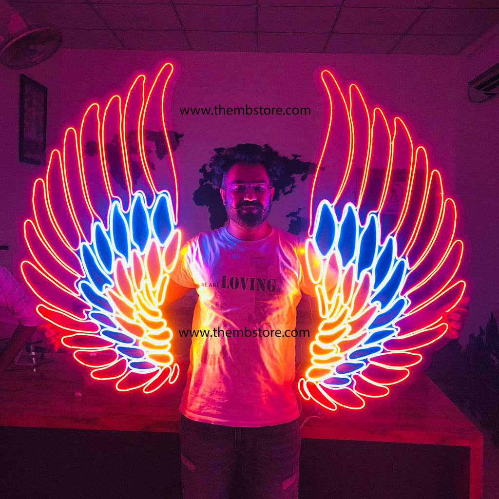 Tricolor Neon Wings / Multicolor Neon Wings 48 x 48 inches - Makkar & Brothers