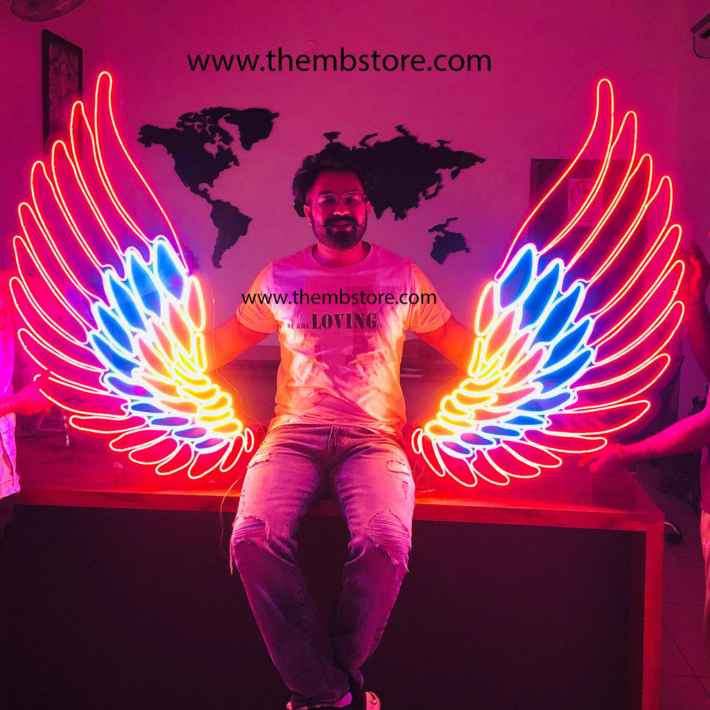 Tricolor Neon Wings / Multicolor Neon Wings 48 x 48 inches - Makkar & Brothers