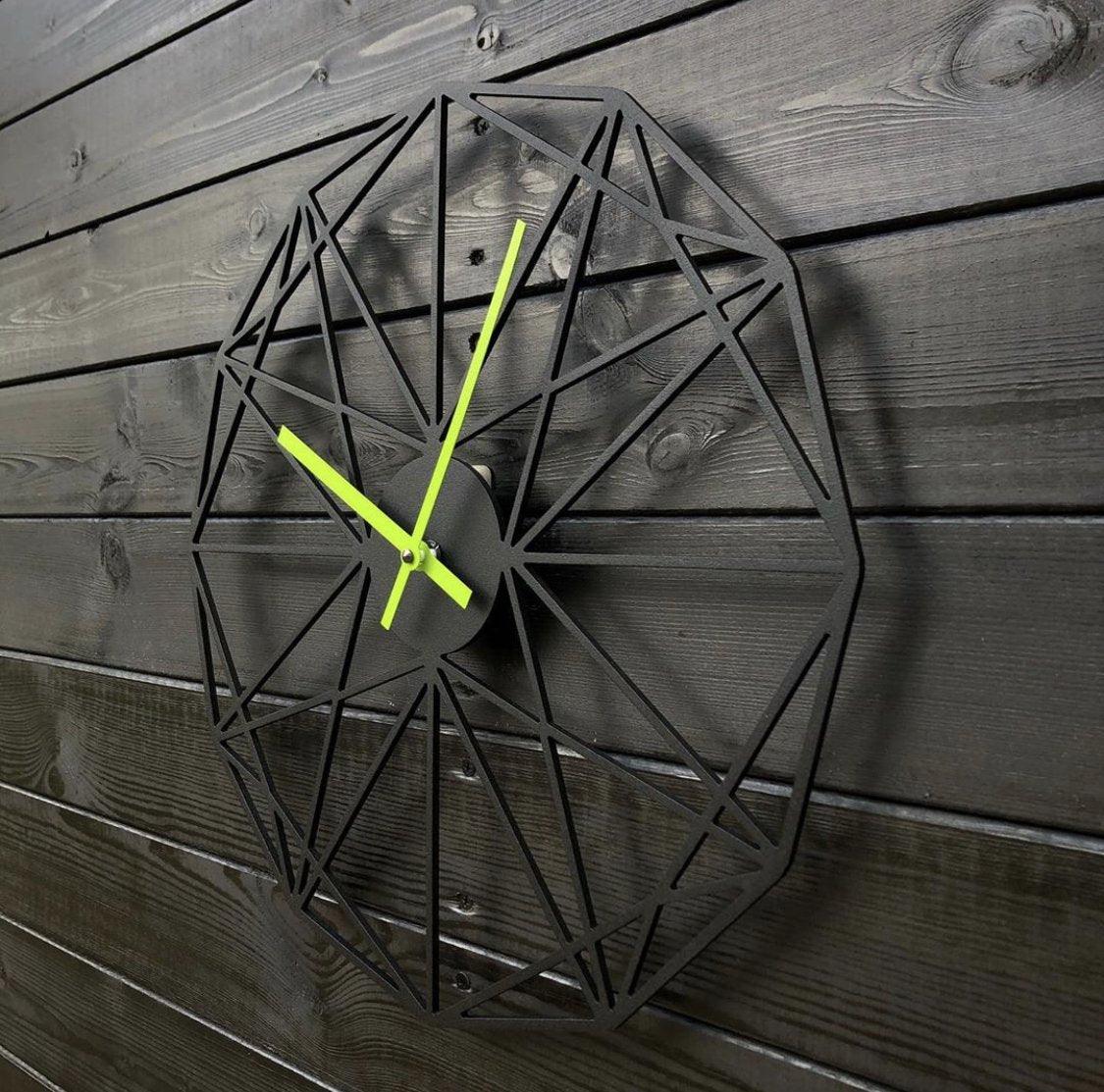 Neon Green pattern clock - Makkar & Brothers