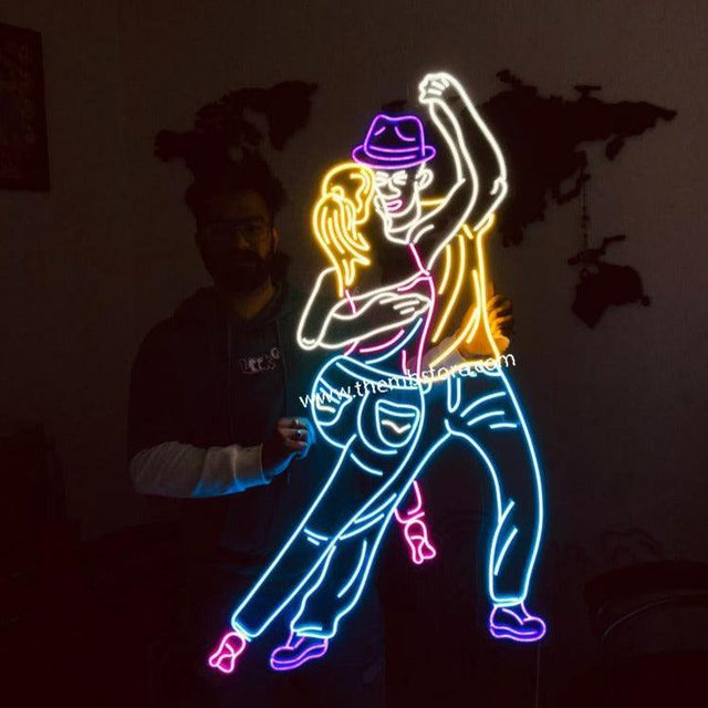 Dancing Couple Neon Sign Board | Neon for Clubs 36x48 Inches