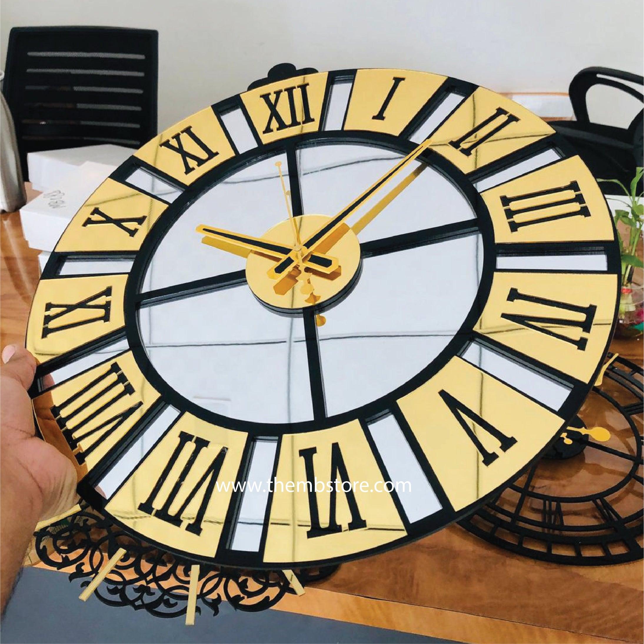 Silver golden rail clock - Makkar & Brothers