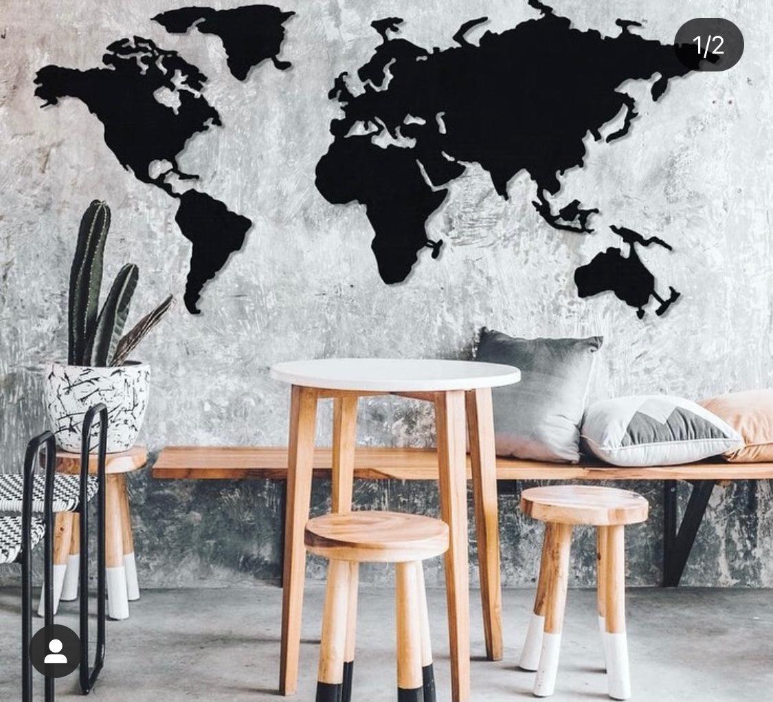 wooden world map