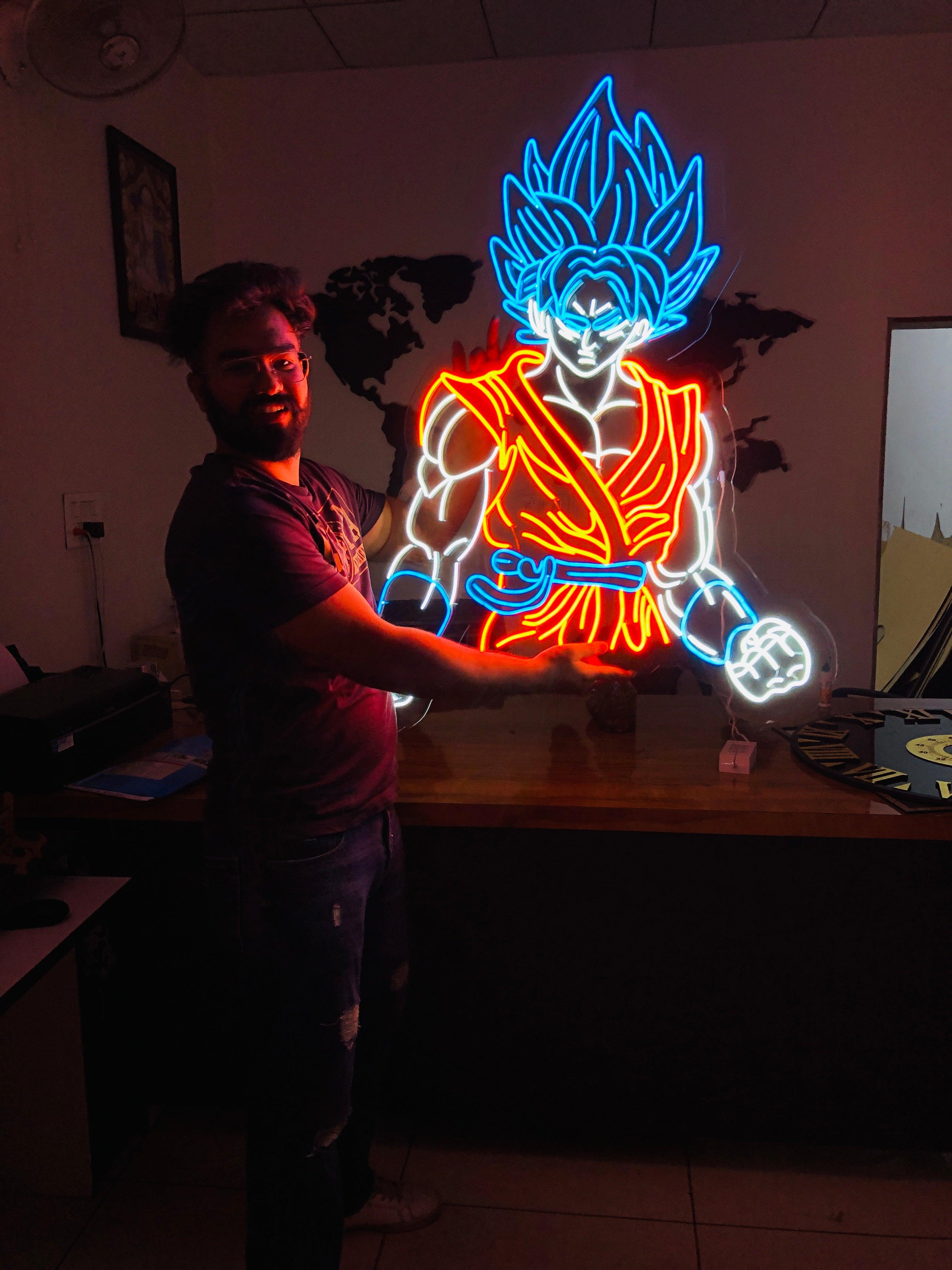 Goku Neon Sign Board 36x48 inches - Makkar & Brothers